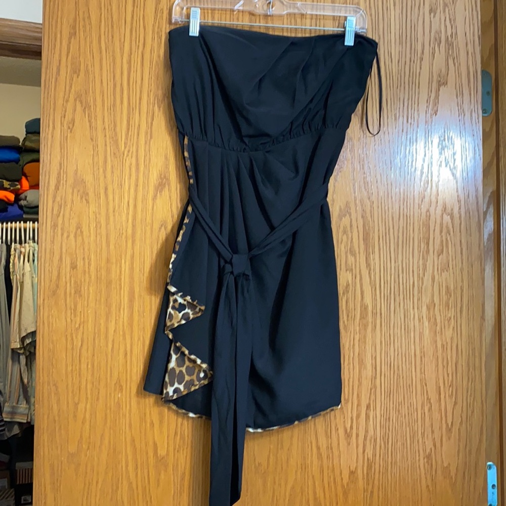 Express black, strapless, animal print detail, worn once